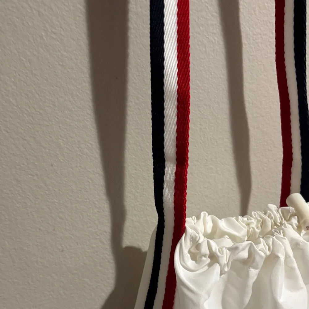 Moncler White Drawstring Bag with Red & Blue Strap - Authentic - Picture 9 of 12